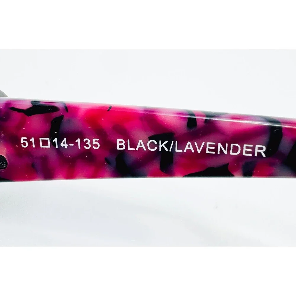 Bulova Kiruna Eyeglasses Womens Black Lavender Tortoise Bow Detail 51-14-135